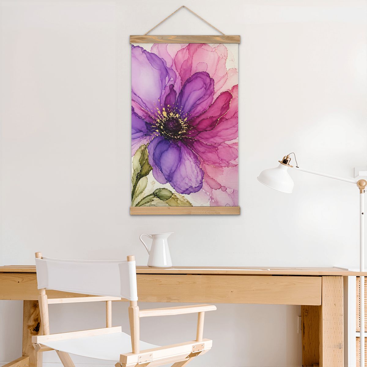 Linen Canvas Wall Art Purple Flower