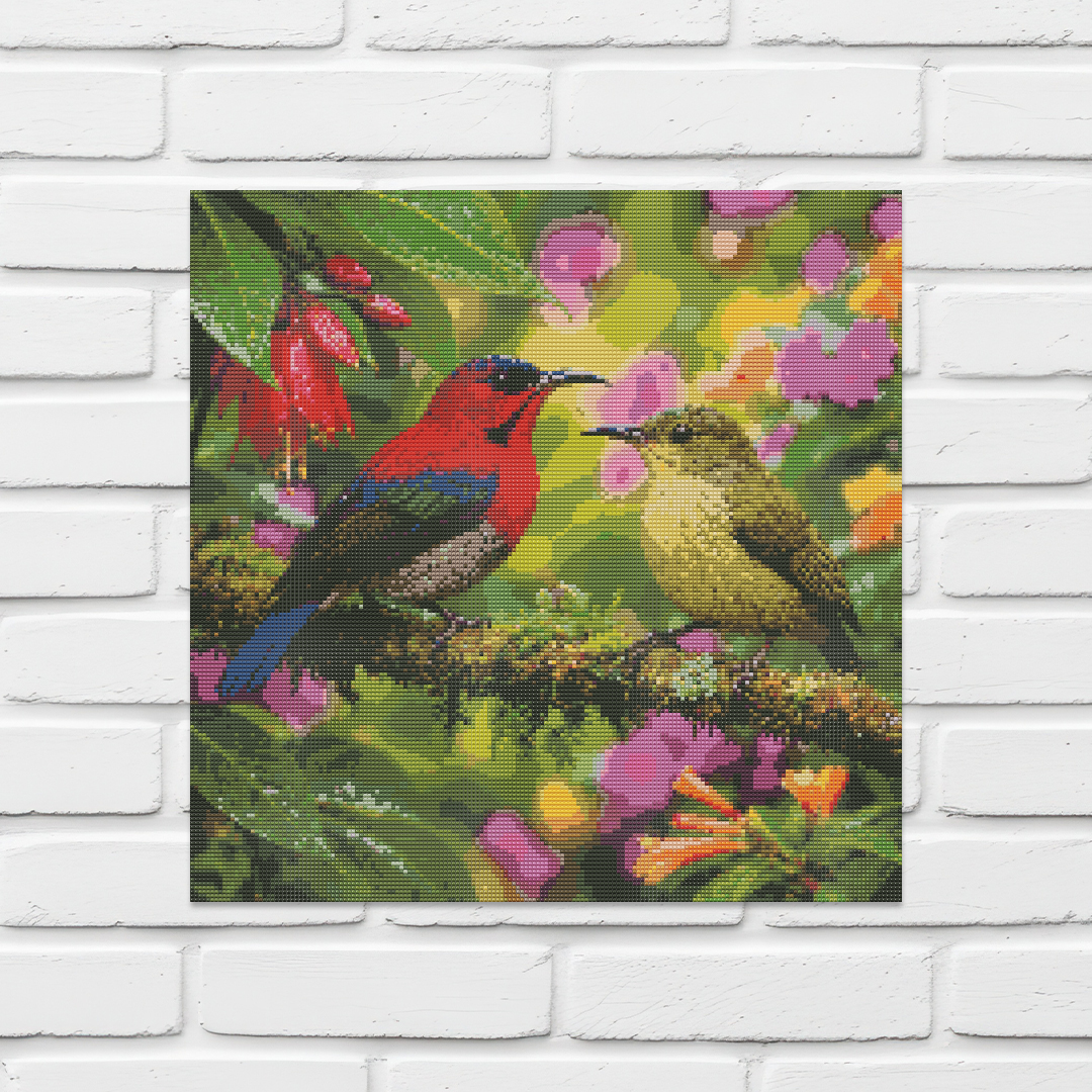 Diamond Painting Kit 20"x20" Crimson Sunbird (Round Drills)