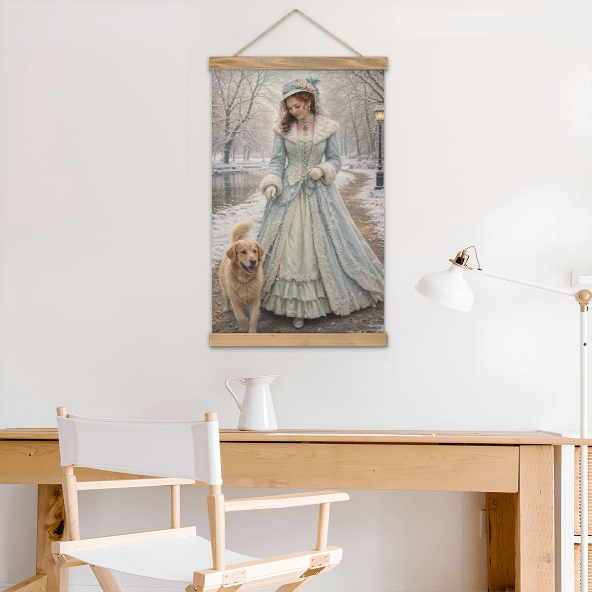 Linen Canvas Wall Art Victorian Winter Walk in the Park