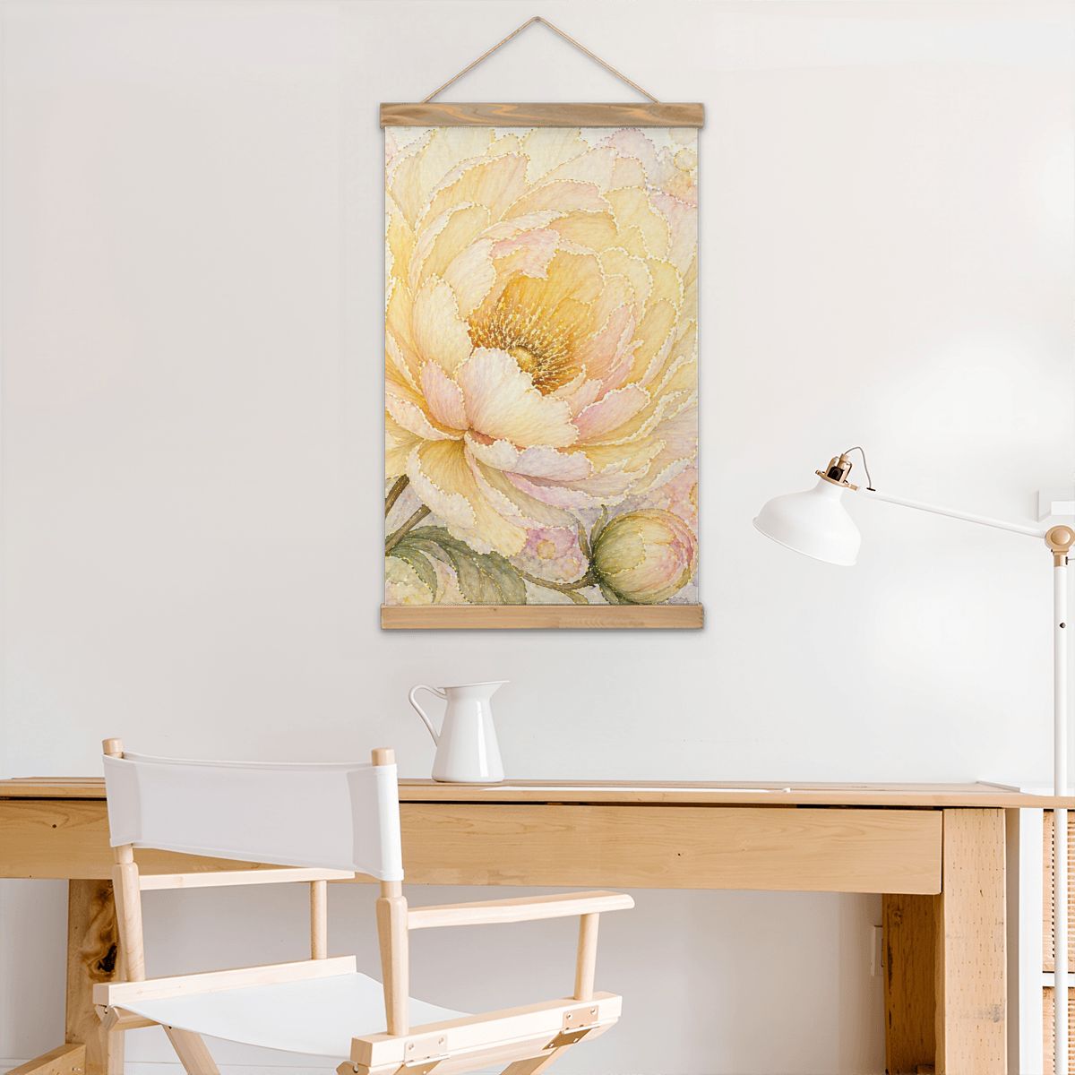 Linen Canvas Wall Art Yellow Flower