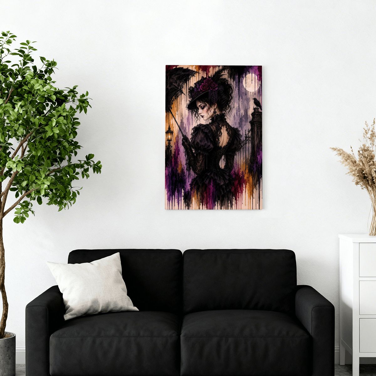 Small Canvas Prints Wall Art Decor Halloween Gothic Victorian Women Drip Art