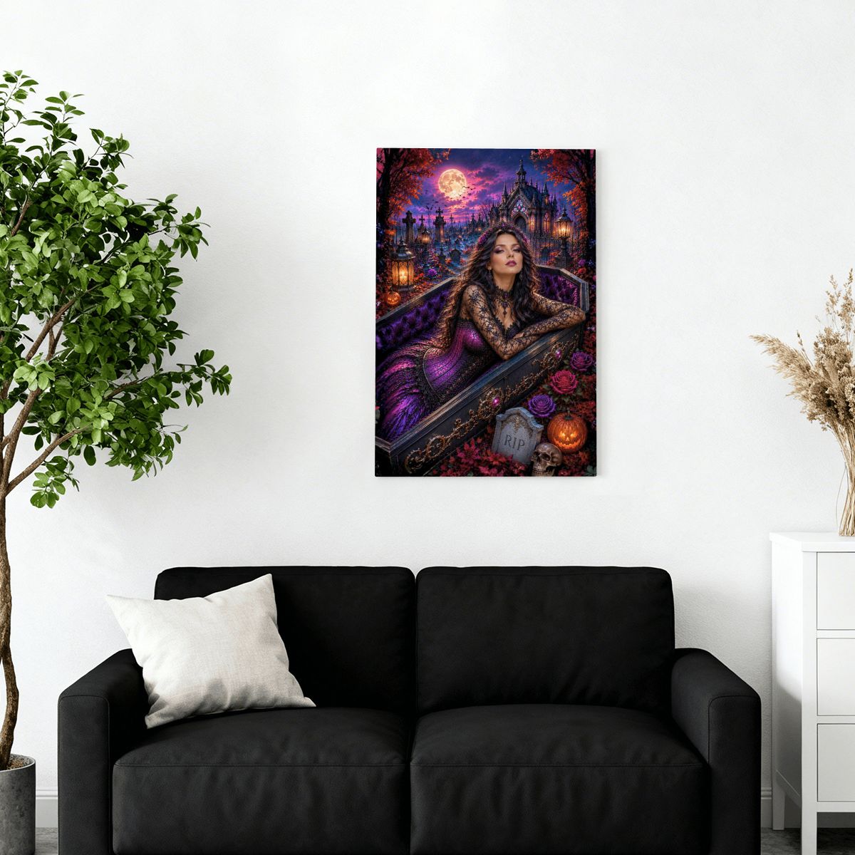 Framed Canvas Painting Graveyard (Made in USA)