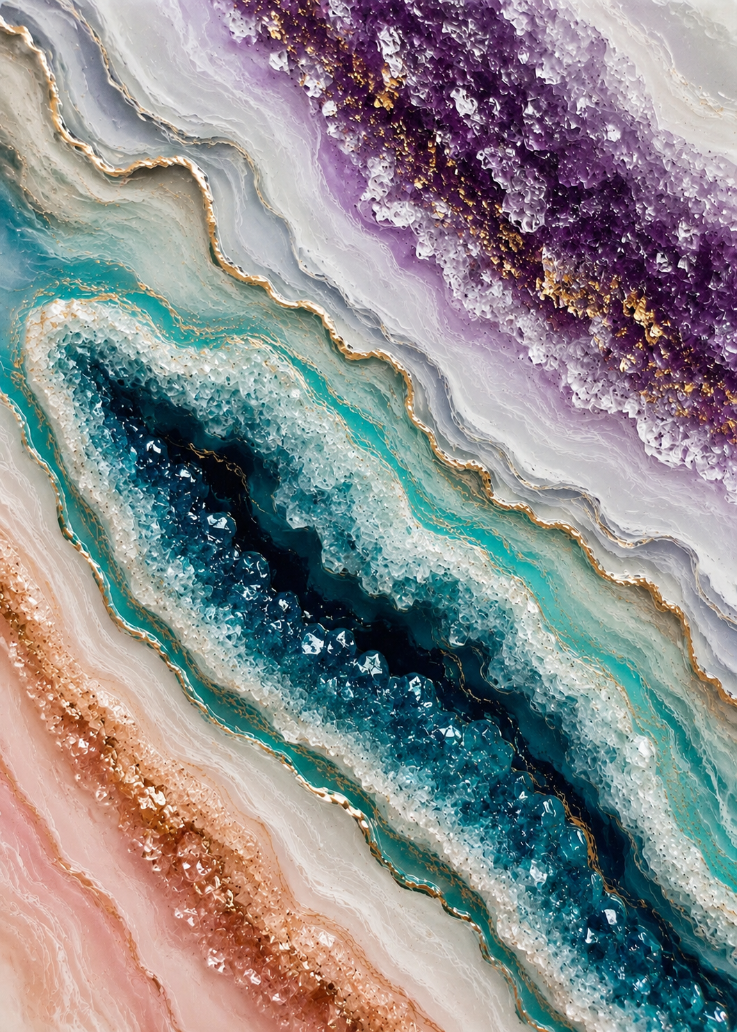 Diamond Art Kit 16x20 Diamond Painting Kit Geode Teal and Purple