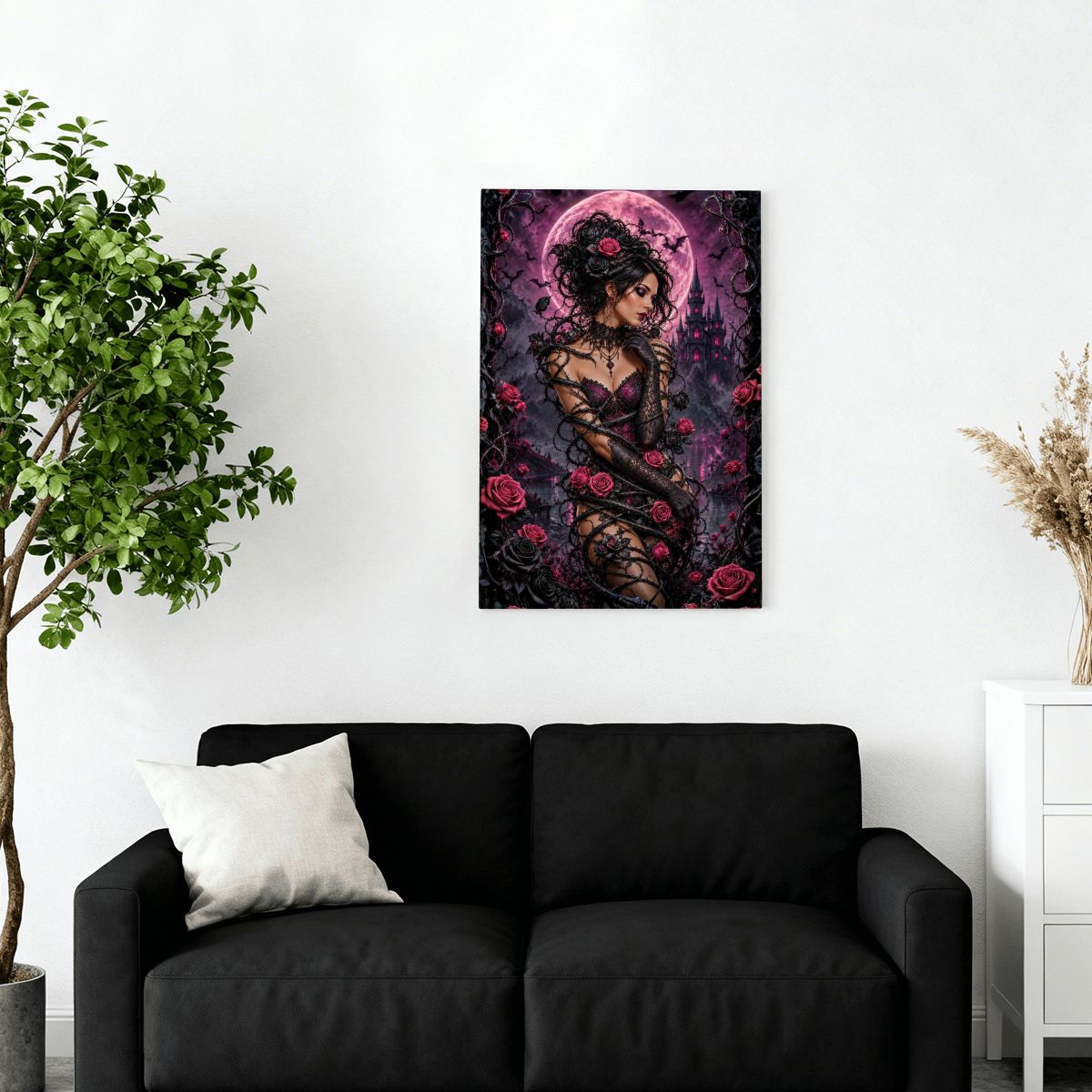 Framed Canvas Painting Gothic Rose Vine (Made in USA)