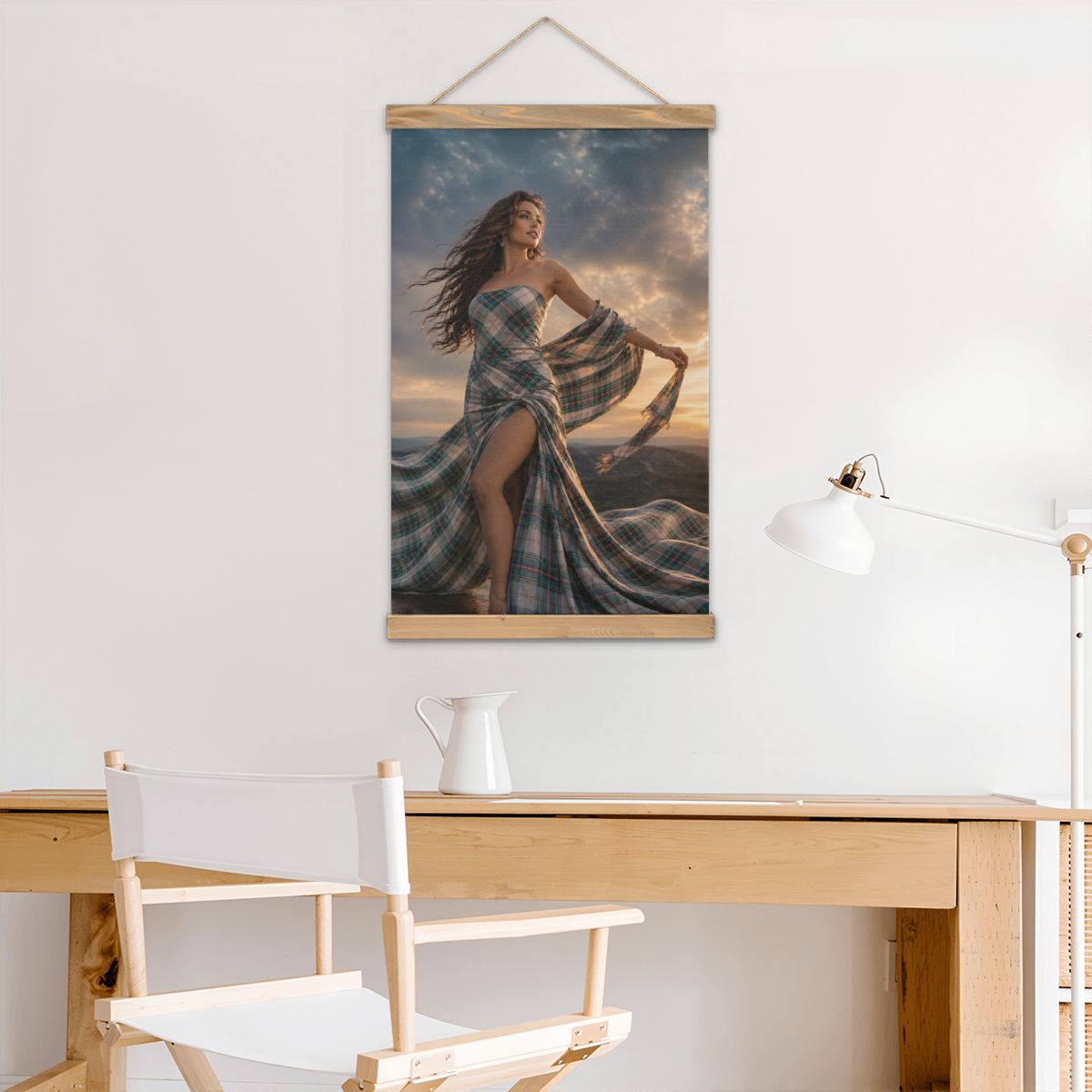Linen Canvas Wall Art Clan Bruce Dress in the Wind