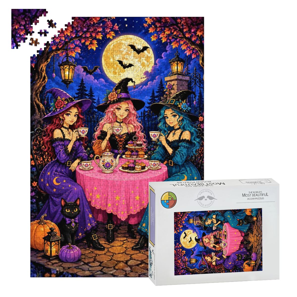 Wooden Jigsaw Puzzles 500 pcs Halloween Witch's Tea Party