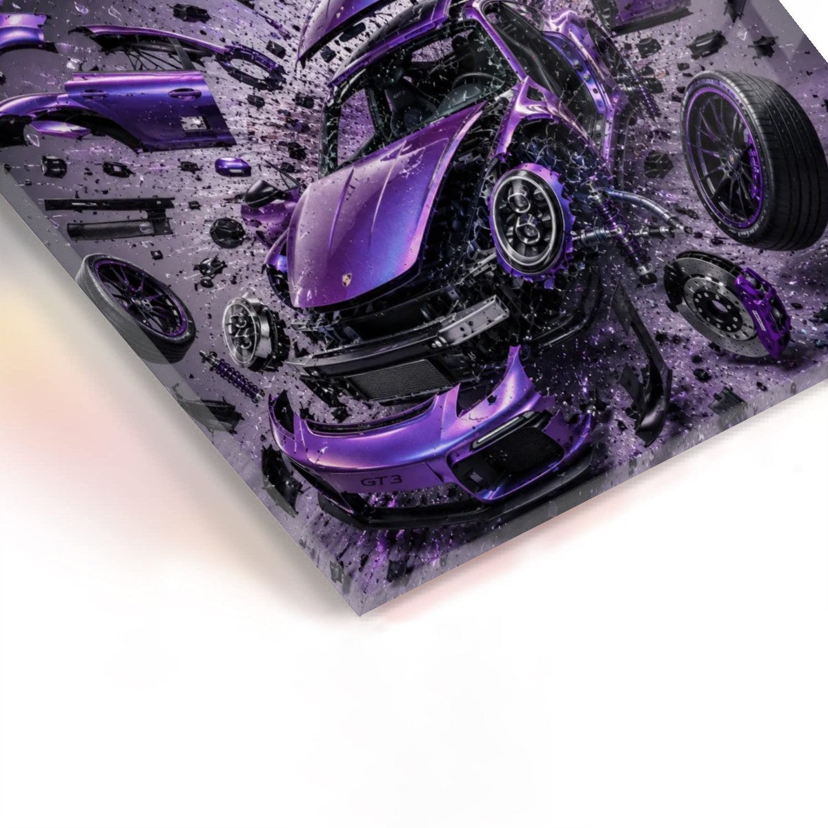 Rectangular Acrylic Wall Art Prints with Hook Porsche 918 Shattered-Purple Pearlescent