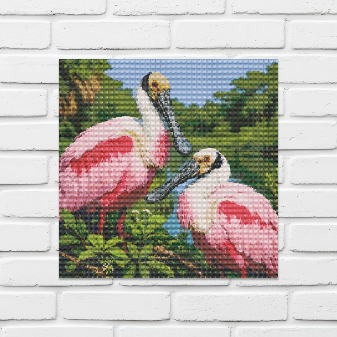 Diamond Painting Kit 20"x20" Roseate Spoonbill (Round Drills)