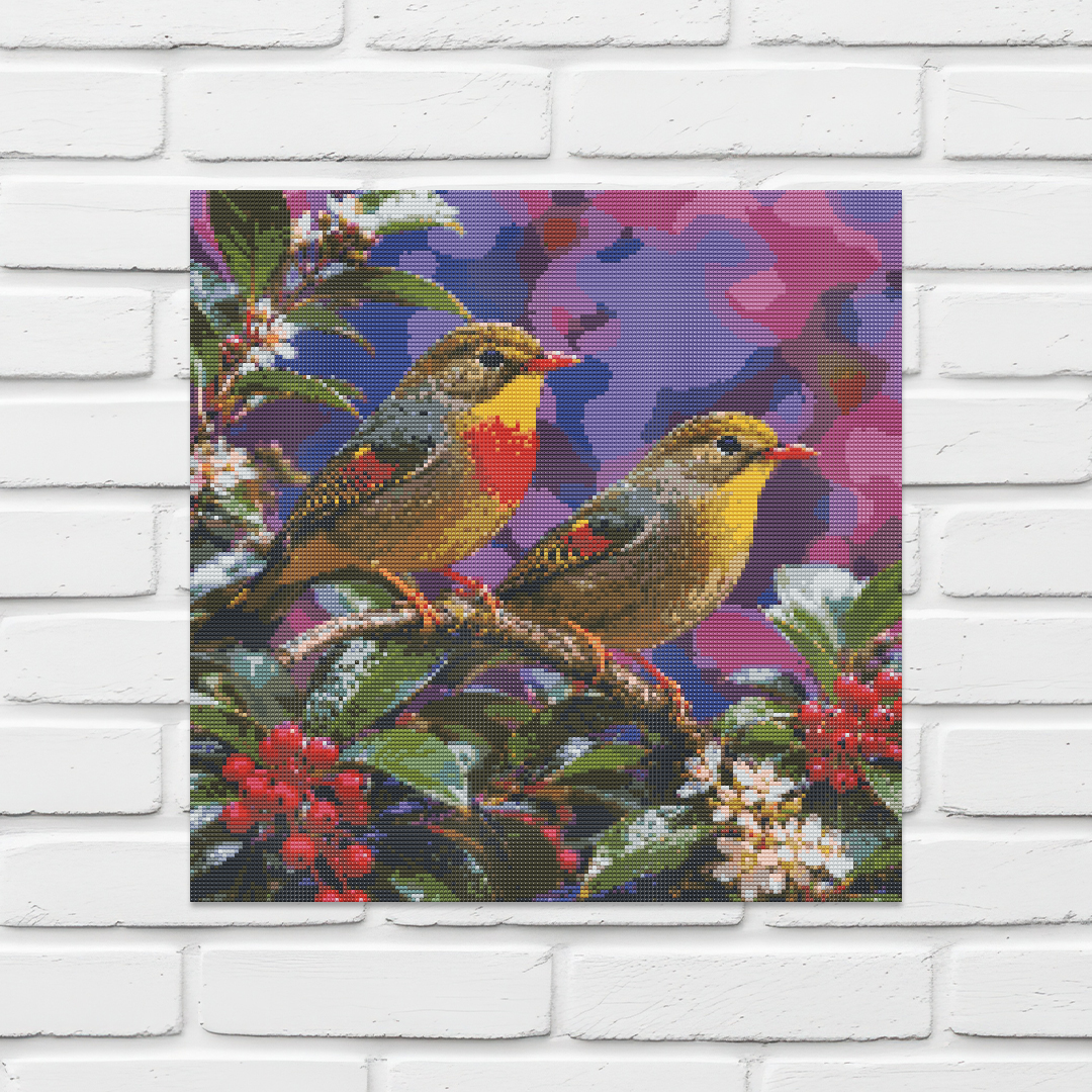 Diamond Painting Kit 20"x20" Red-bellied Leiothrix (Round Drills)