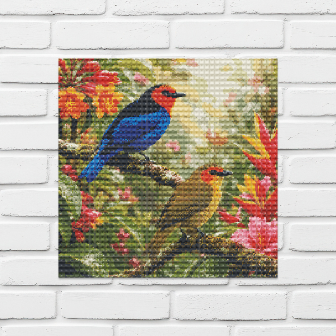 Diamond Painting Kit 20"x20" Flame-faced Tanager (Round)