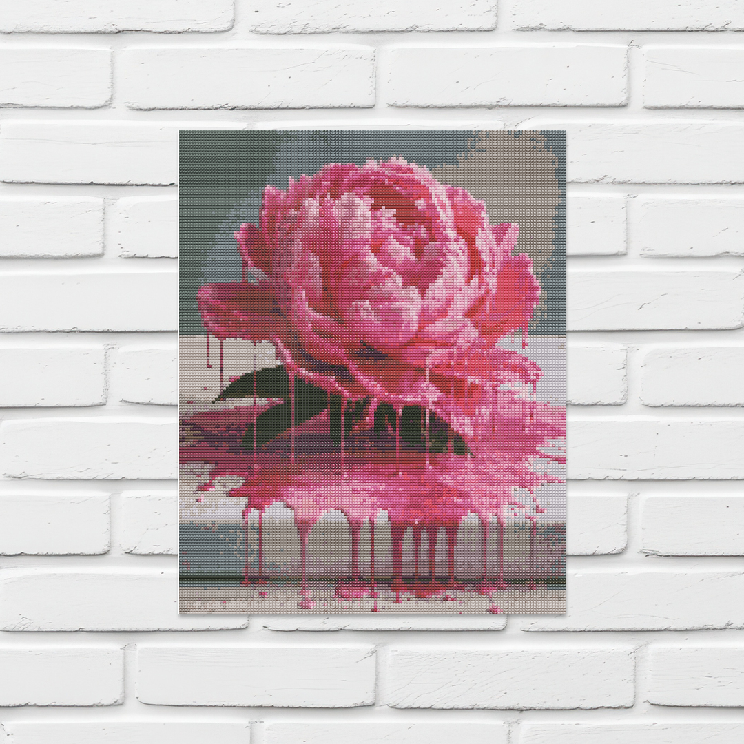 Pink Drip Art Peony