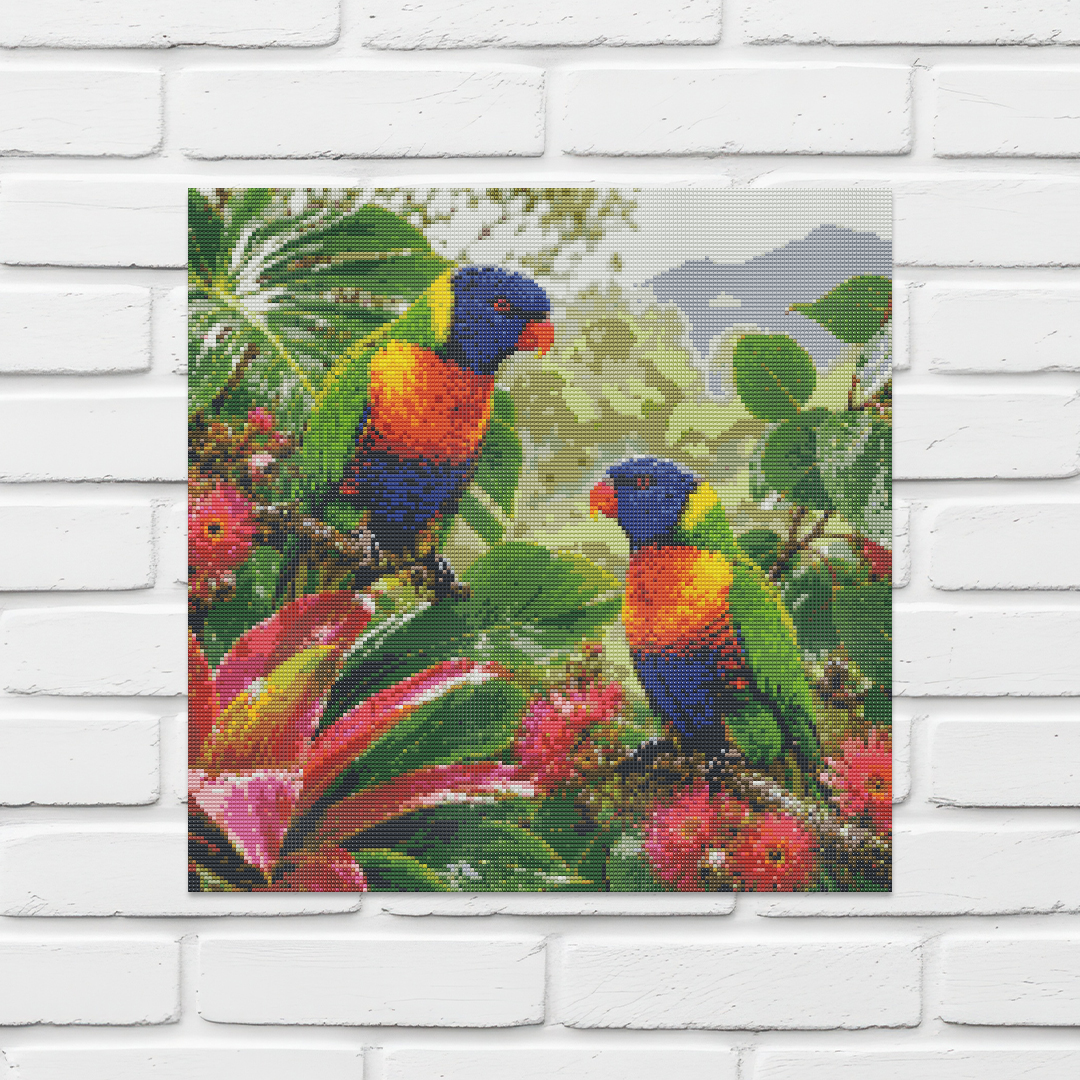 Diamond Painting Kit 20"x20" Rainbow Lorikeet Bird (Round)