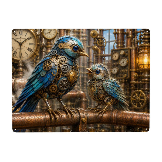 Tin Sign Metal Sign Decor Steampunk Bluebirds