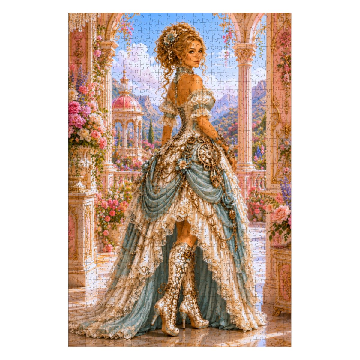 Wooden Jigsaw Puzzles 1000 pcs Steampunk Victorian Woman Light Teal