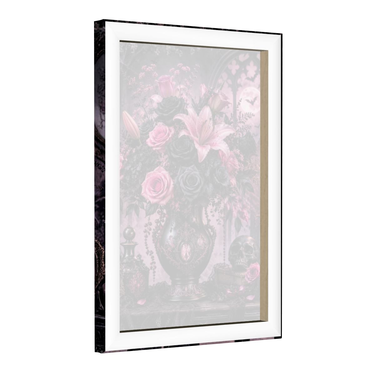 Framed Canvas Painting Halloween Pink Flower Bouquet Vase (Made in USA)