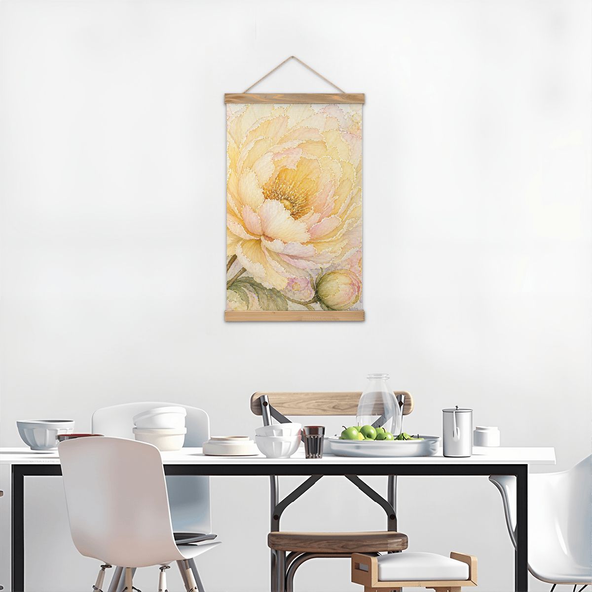 Linen Canvas Wall Art Yellow Flower