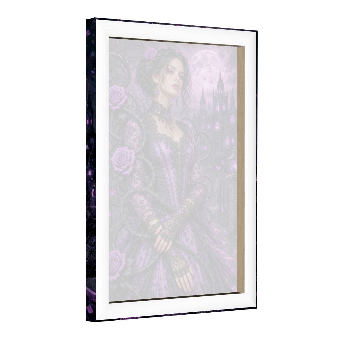 Framed Canvas Painting Gothic Purple Roses (Made in USA)
