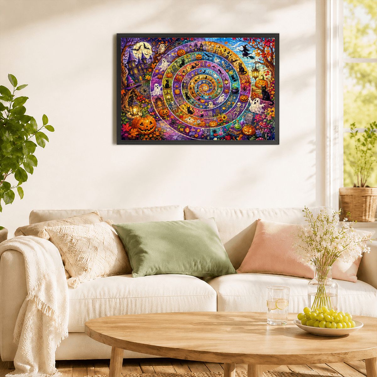 1000pcs Wooden Jigsaw Puzzles  Made in USA) Halloween Spiral Abstract