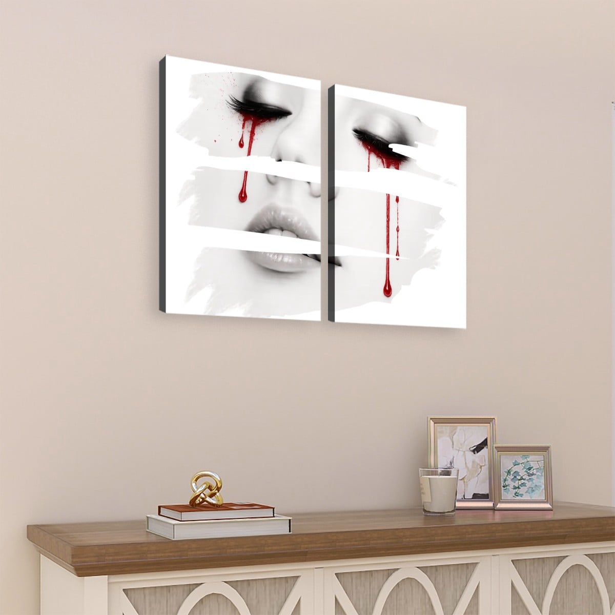 2 Panels Canvas Prints Wall Art Bleeding Heart (White Background)