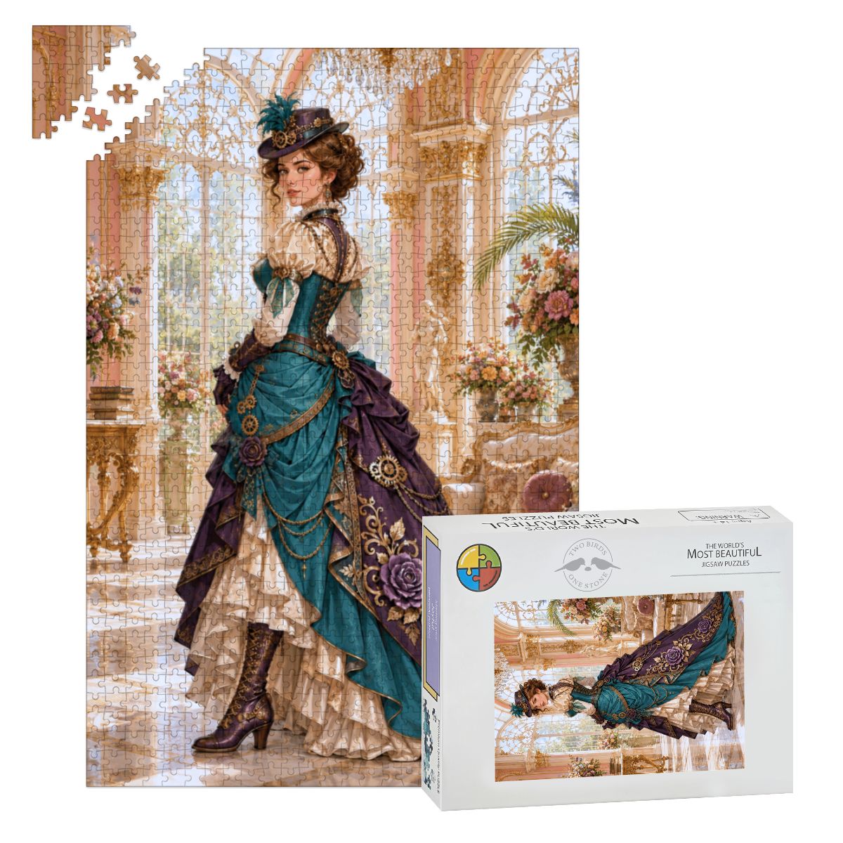 Wooden Jigsaw Puzzles 1000 pcs Steampunk Victorian Woman Teal and Purple