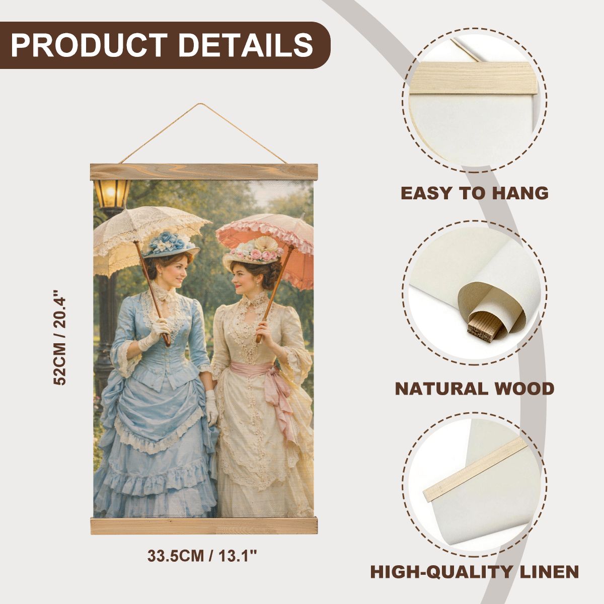 Linen Canvas Wall Art Victorian Friends