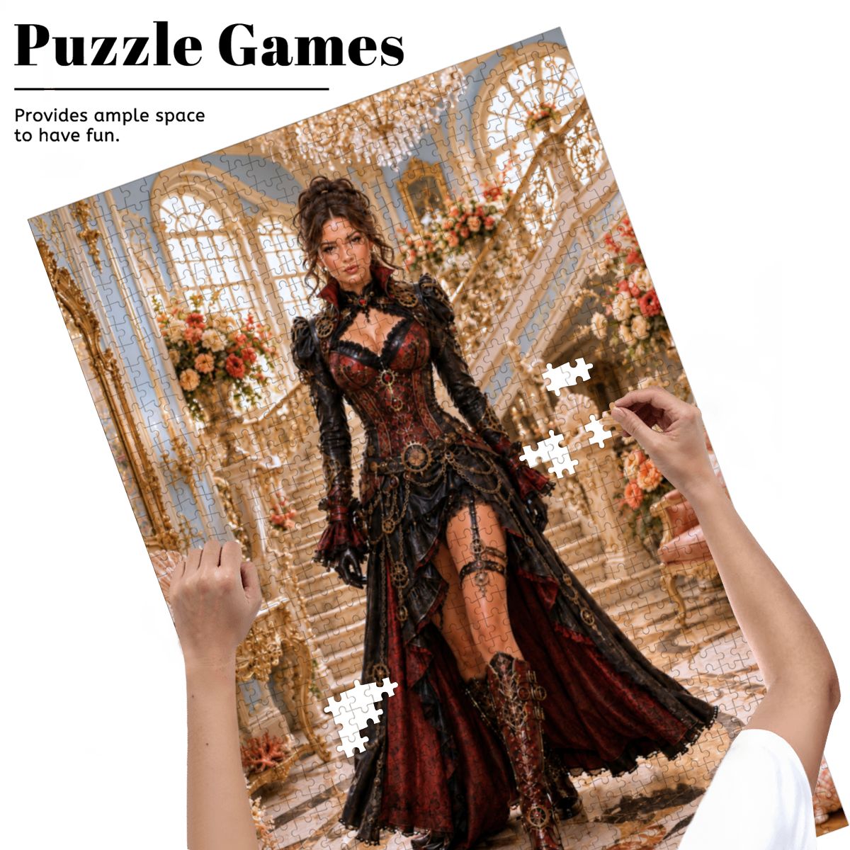 Wooden Jigsaw Puzzles 1000 pcs Steampunk Victorian Woman Dark Red