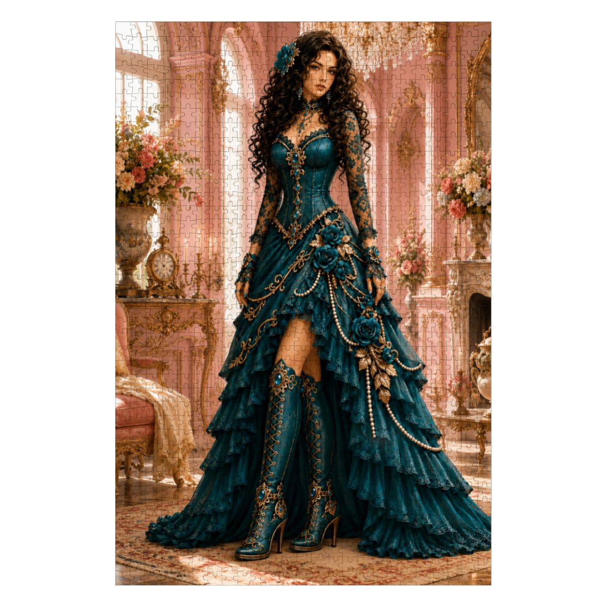 Wooden Jigsaw Puzzles 1000 pcs Steampunk Victorian Woman Teal