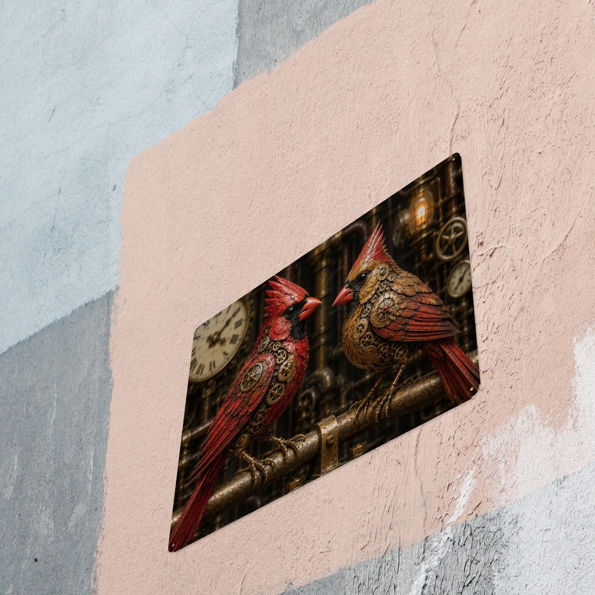 Tin Sign Metal Decor Steampunk Cardinals