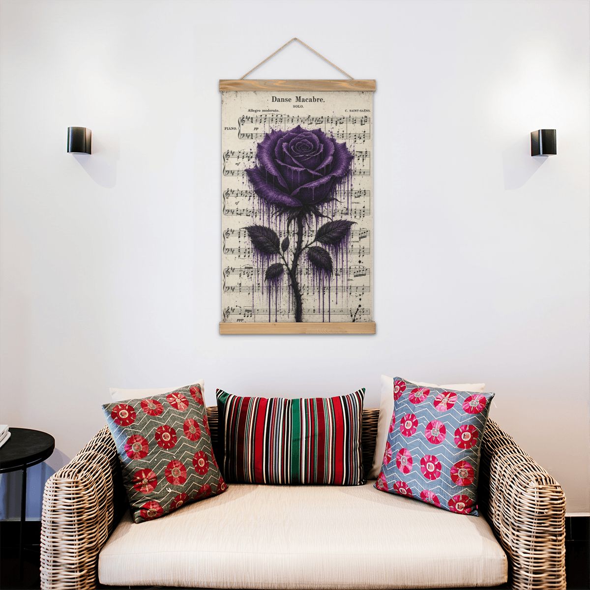 Linen Canvas Wall Art Rose Song