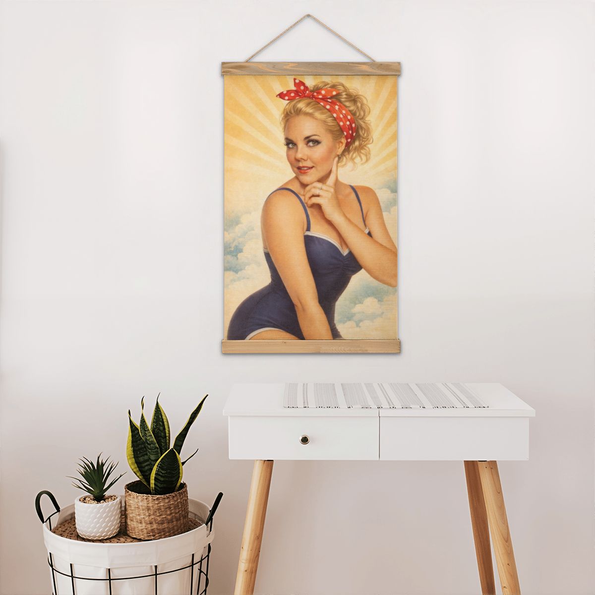 Linen Canvas Wall Art WWII 1940's Pinup Girl