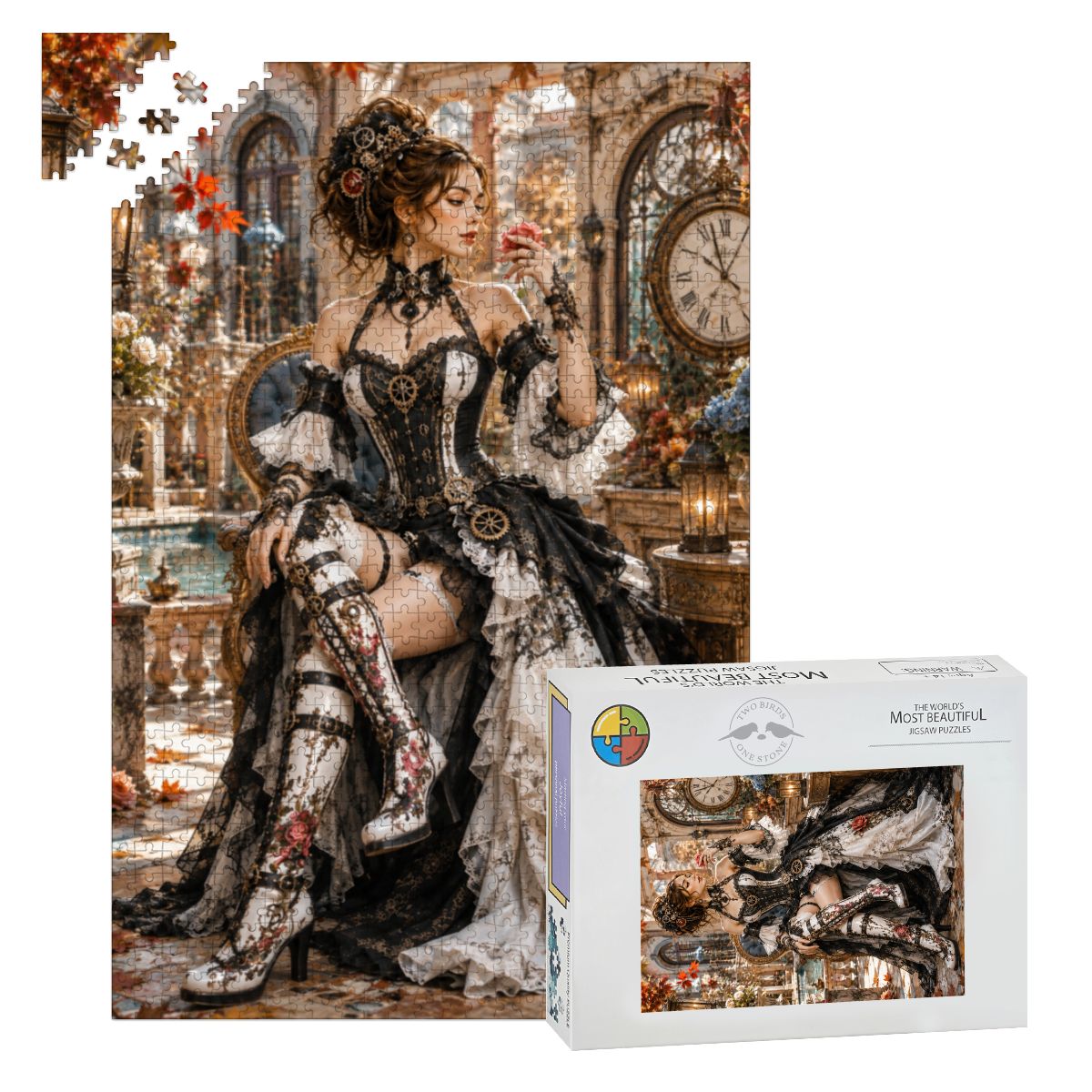 Wooden Jigsaw Puzzles 1000 pcs Steampunk Victorian Woman Roses