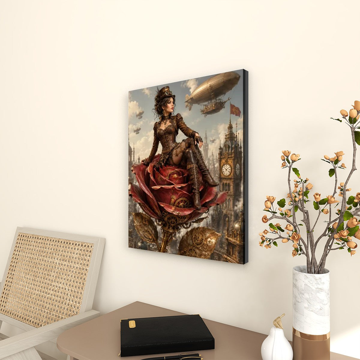 Canvas Prints Wall Art  Steampunk Rose Woman