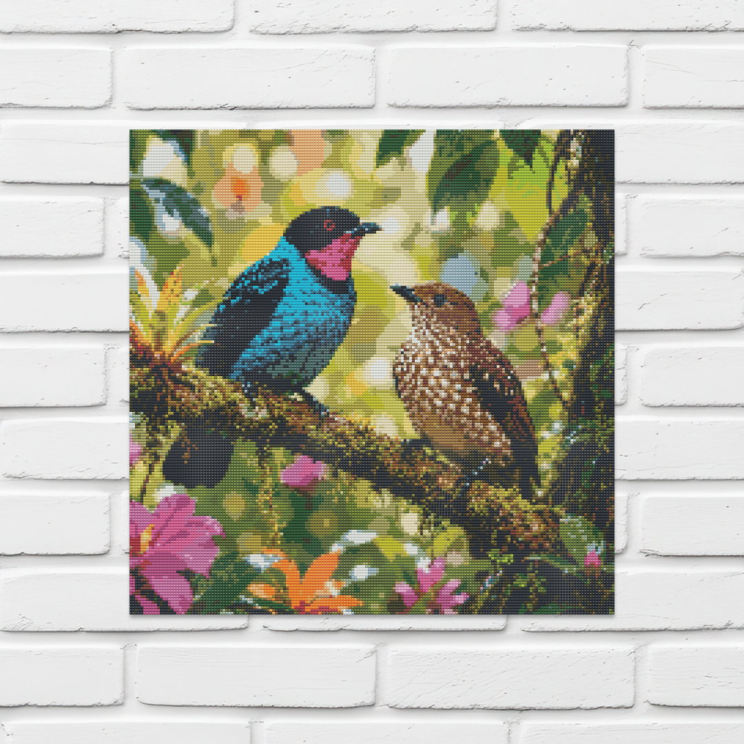 Diamond Painting Kit 20"x20" Spangled Cotinga (Round Drills)