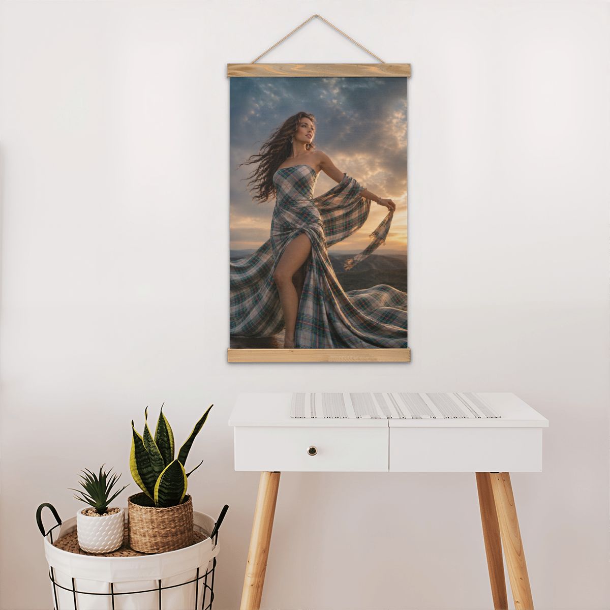 Linen Canvas Wall Art Clan Bruce Dress in the Wind
