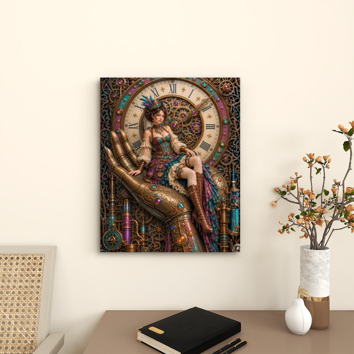 Canvas Prints Wall Art Steampunk Woman in Hand