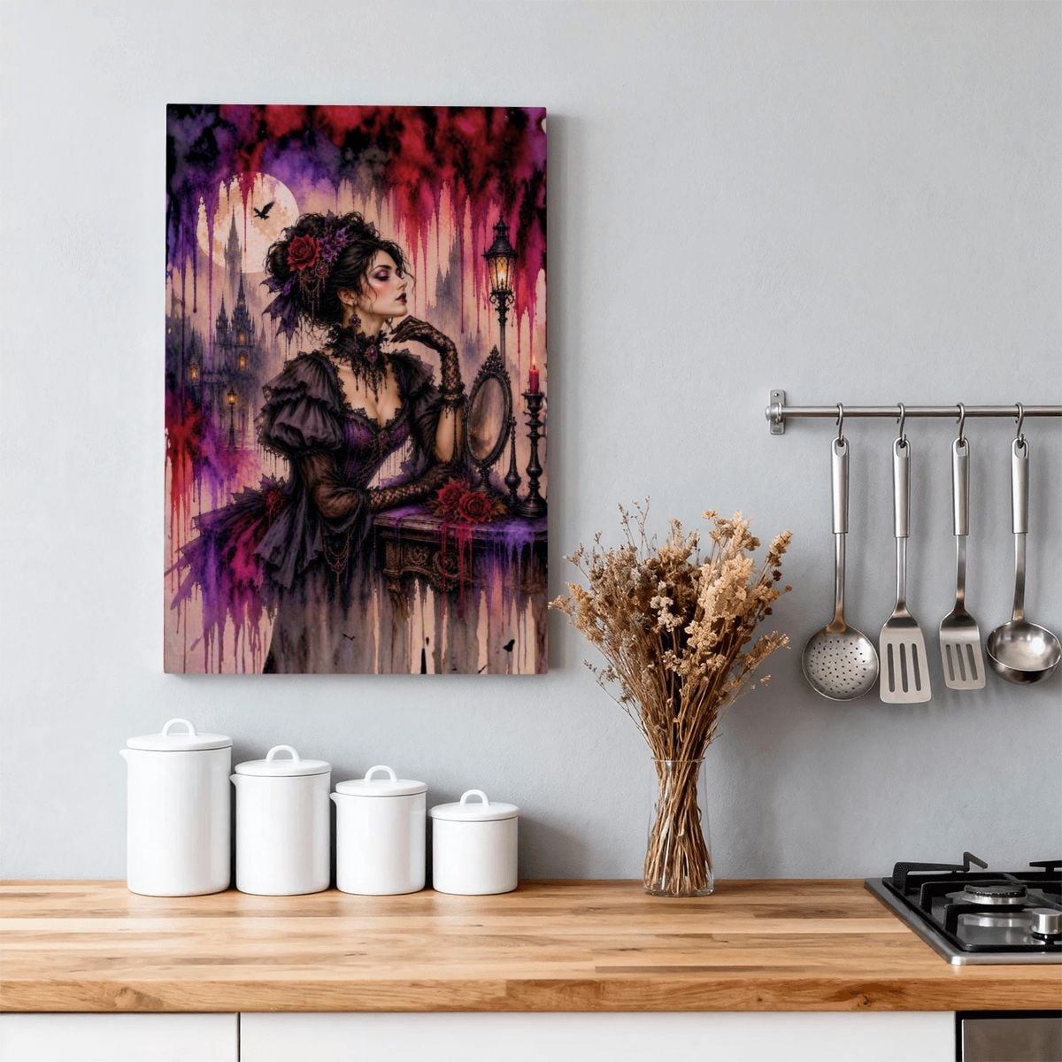 Framed Canvas Painting Gothic Victorian Woman (Made in USA)
