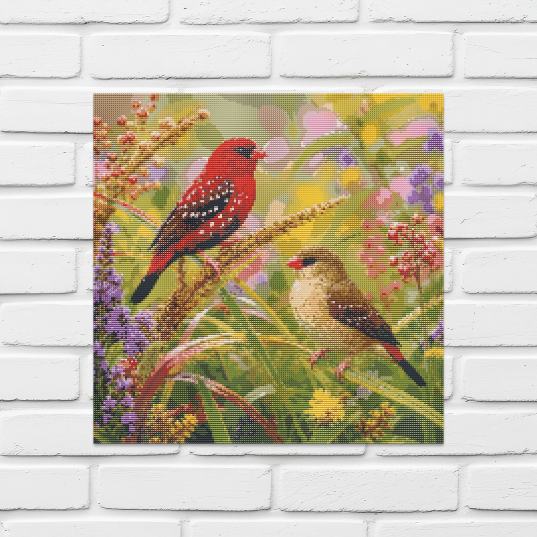 Diamond Painting Kit 20"x20" Red Avadavat (Round Drills)