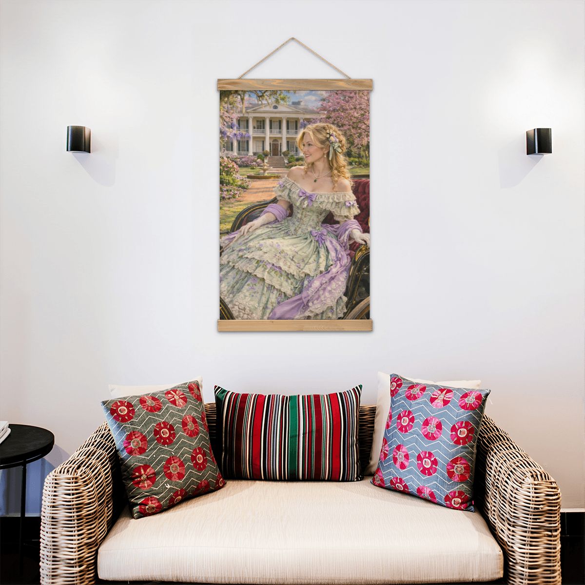 Linen Canvas Wall Art Civil War Woman in Carriage