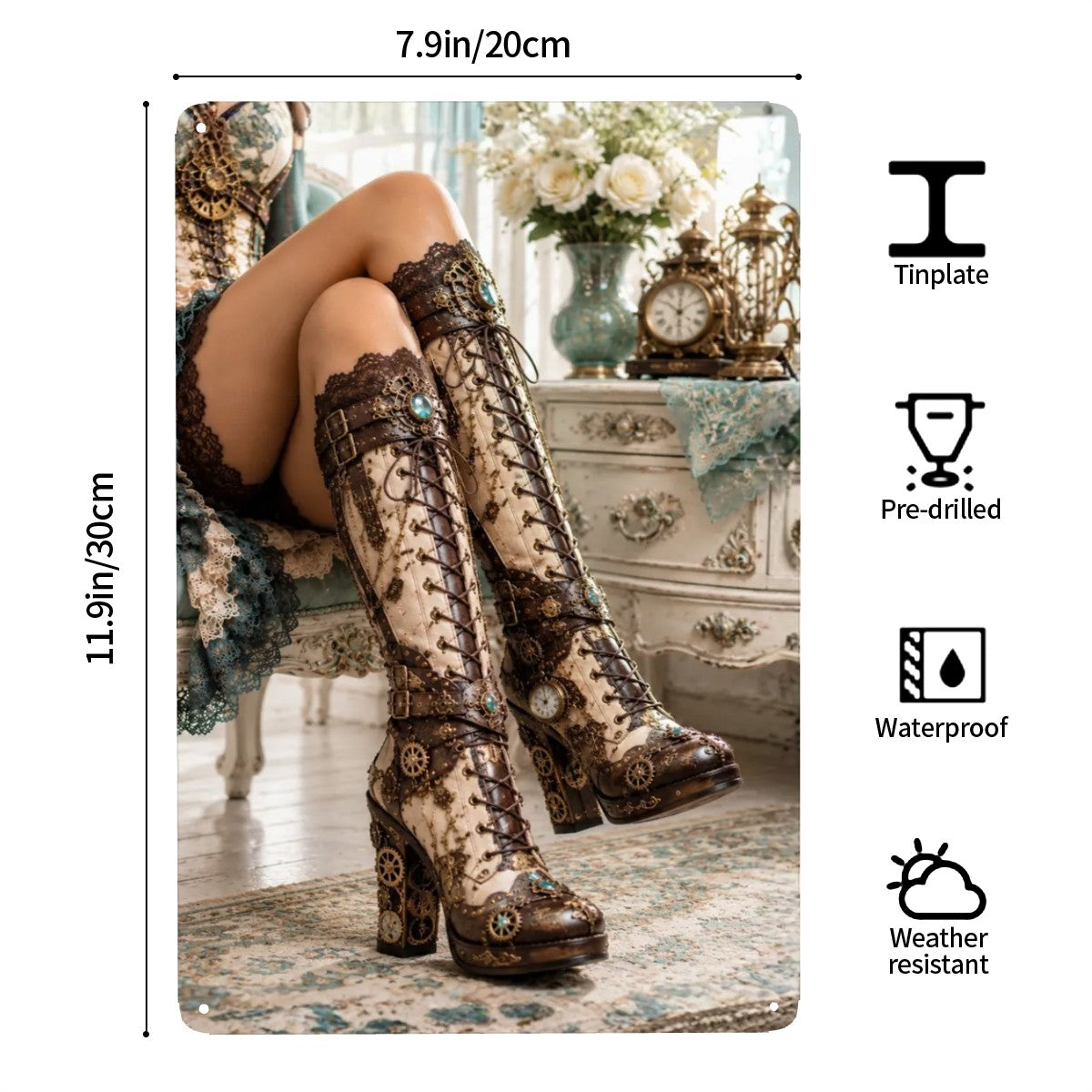 Tin Sign (Made in USA) Steampunk Boots