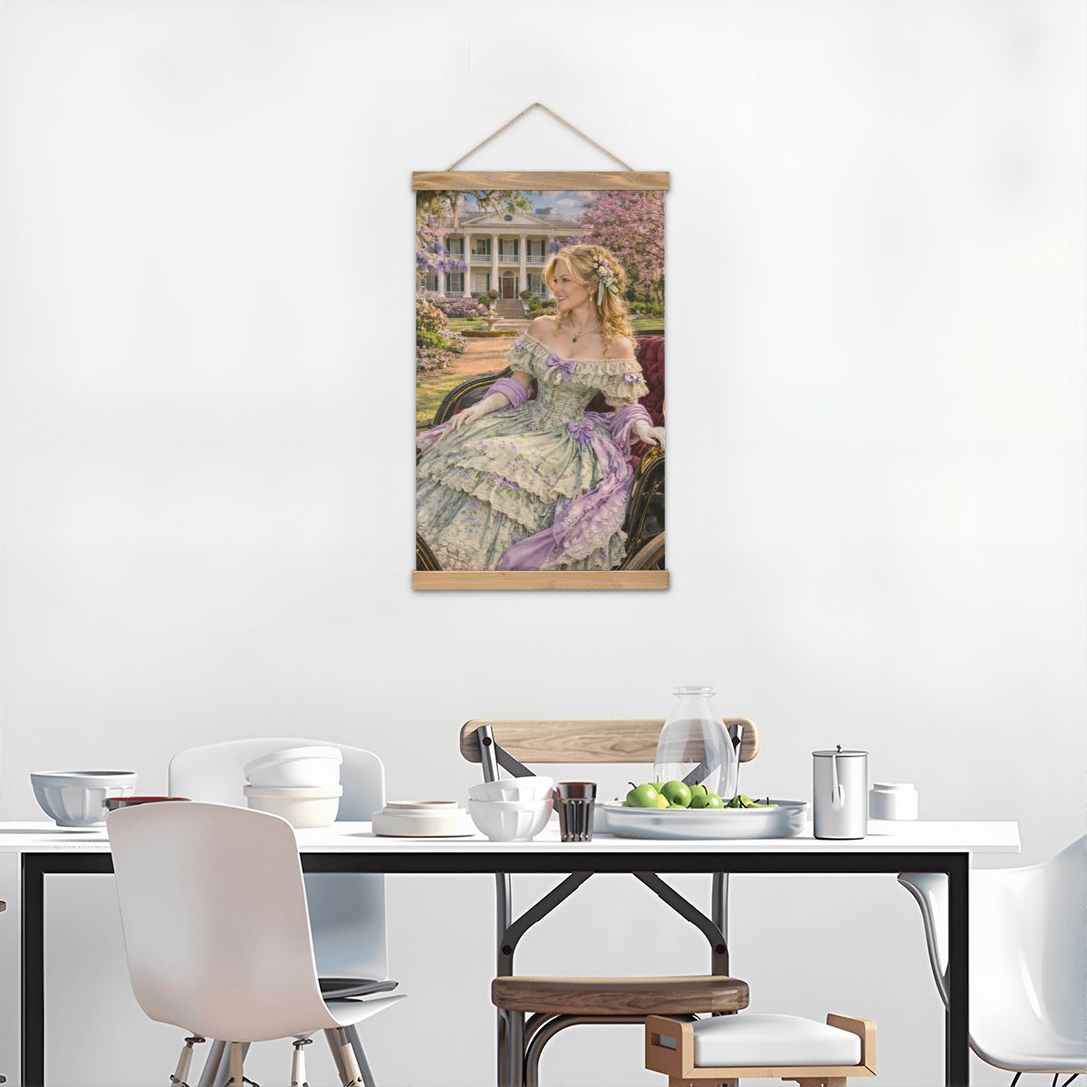 Linen Canvas Wall Art Civil War Woman in Carriage