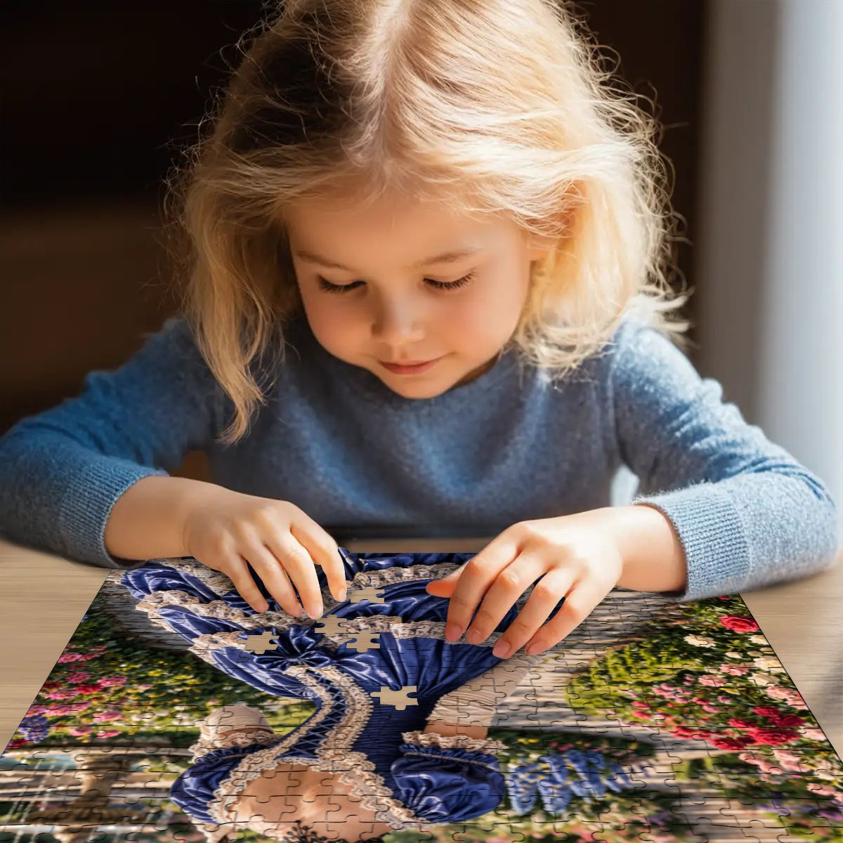 Wooden Jigsaw Puzzles 500 pcs Victorian Woman in Blue Dress