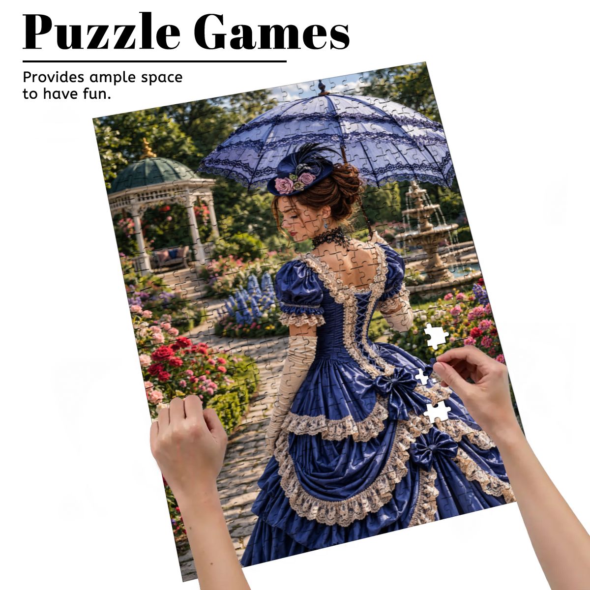 Wooden Jigsaw Puzzles 500 pcs Victorian Woman in Blue Dress