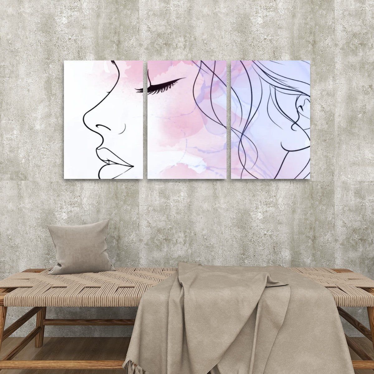 3 Panels Canvas Prints Wall Art Womans Profile