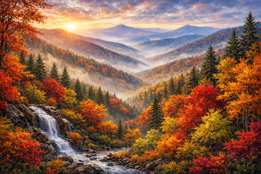Diamond Art Kit 16x20 Diamond Painting Kit Appalachian Mountains in Fall Autumn Scene