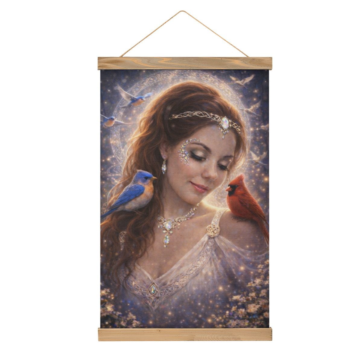 Linen Canvas Wall Art Love of Birds