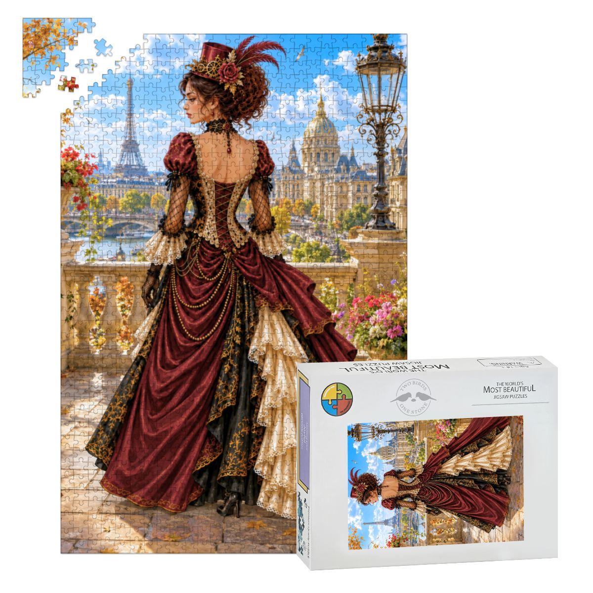 Wooden Jigsaw Puzzles 1000 pcs Steampunk Victorian Woman Maroon and Brown