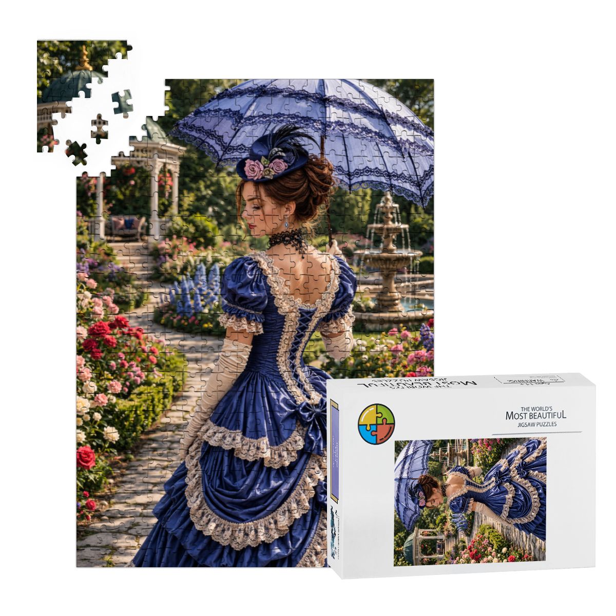 Wooden Jigsaw Puzzles 500 pcs Victorian Woman in Blue Dress 1900's