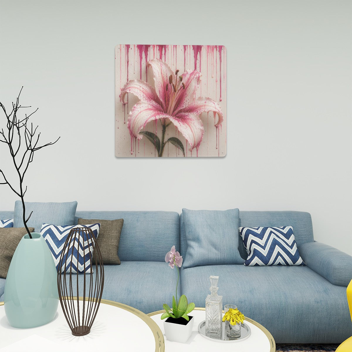 Tin Sign Square Metal Sign Lily Drip Art