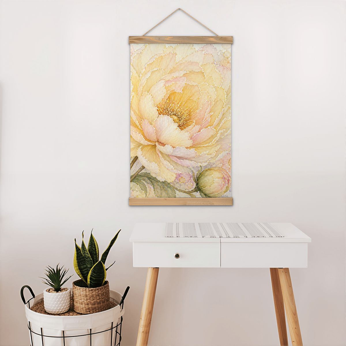 Linen Canvas Wall Art Yellow Flower