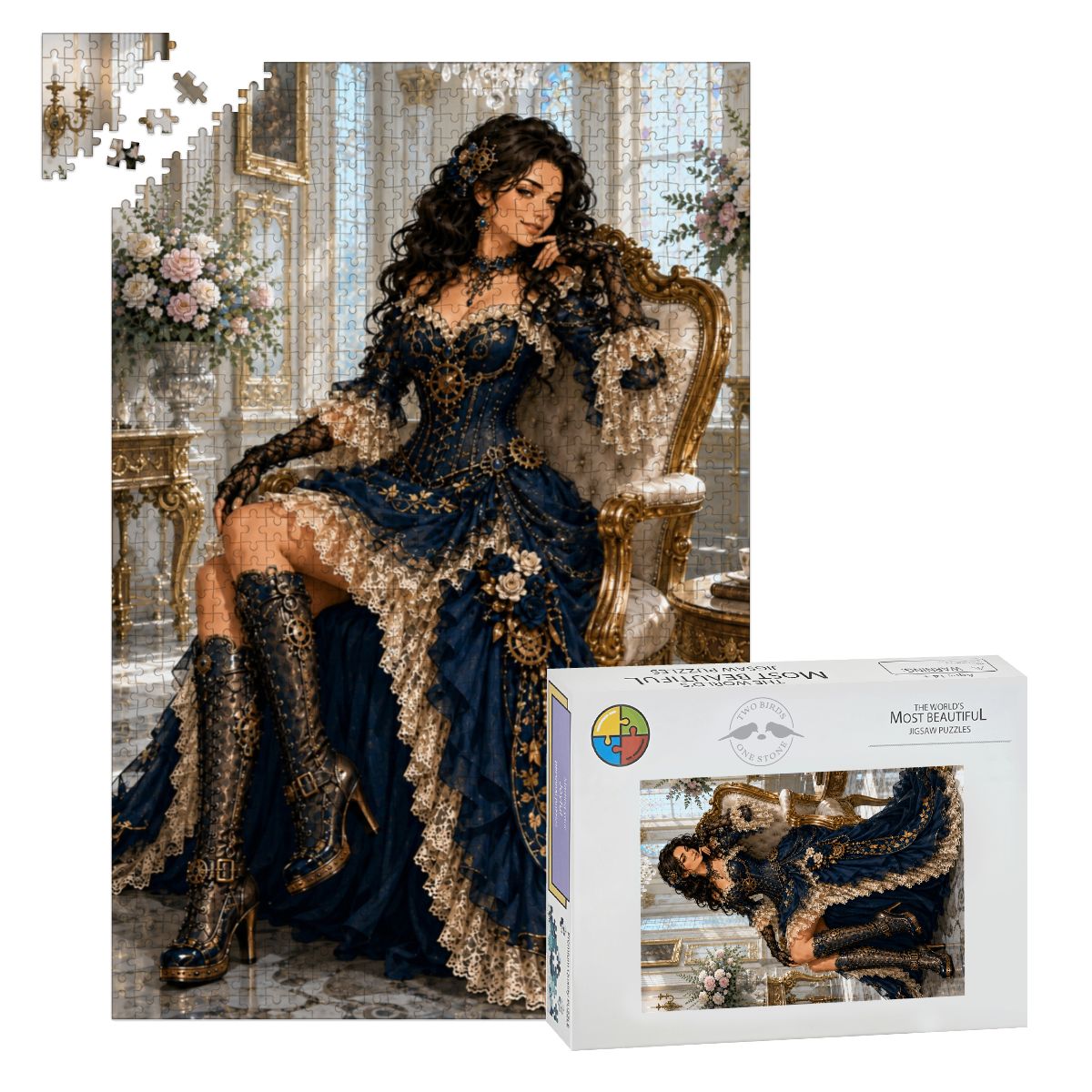 Wooden Jigsaw Puzzles 1000 pcs Steampunk Victorian Woman Dark Blue
